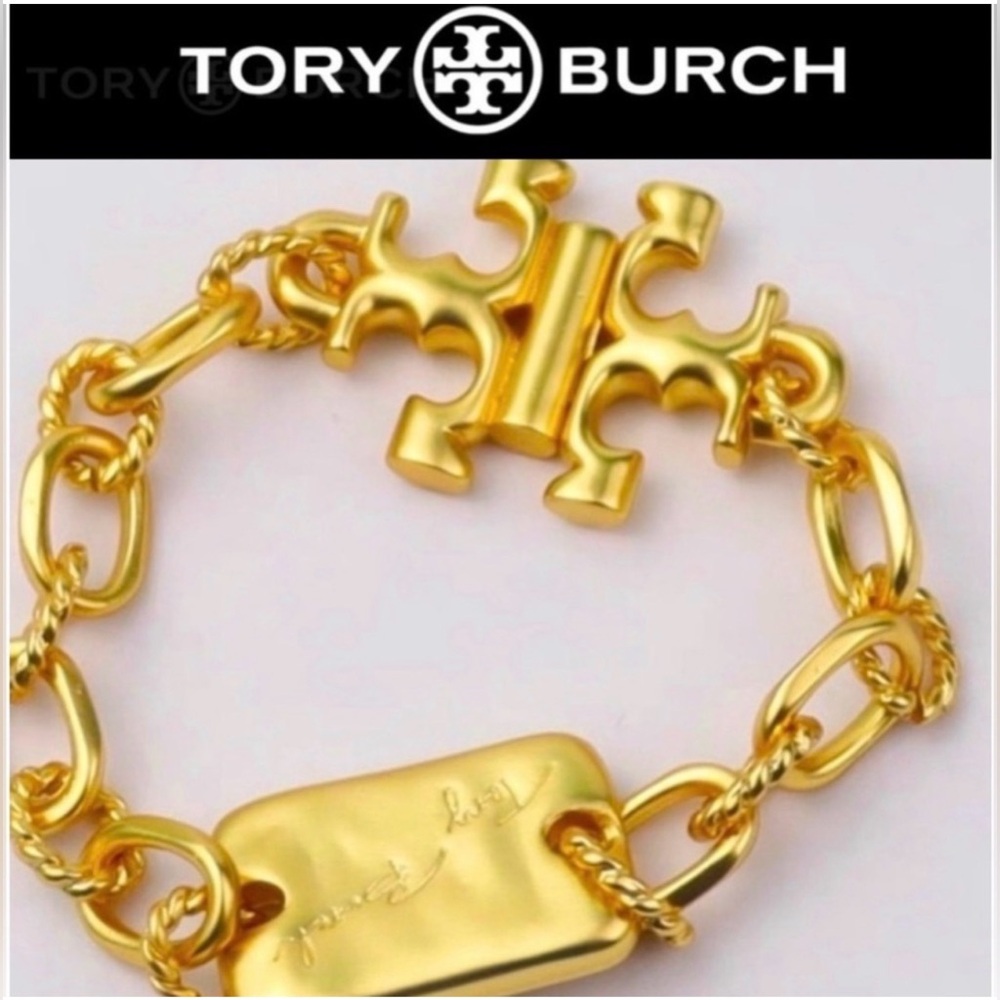 🆕 Tory Burch 18k Gold Pleated Chunky Bracelet